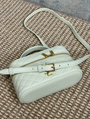 GABY MINI VANITY 18 IN IVORY WHITE LAMBSKIN GOLD HARDWARE