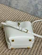 LE 37 MINI BUCKET BAG 15 IN WHITE CALFSKIN GOLD HARDWARE