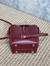 LE 37 MINI BUCKET BAG 15 IN BURGUNDY RED CALFSKIN GOLD HARDWARE