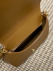 VOLTAIRE TOP HANDLE IN BOX 21 IN TAWNY BROWN CALFSKIN GOLD HARDWARE