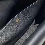 HALZAN 25 HANDLE BAG IN BLACK GRAINED CALFSKIN HARD HARDWARE