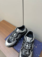 GG Ripple Leather Sneakers Black Silver