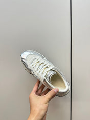 GG Ripple Leather Sneakers White Silver