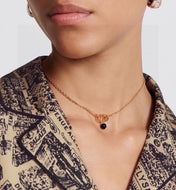 CD 26S CD LOGO BLACK BEAD DROP NECKLACE IN GOLD TONE METAL 631856