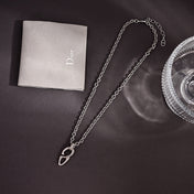 CD 26S CD LOGO CHAIN LINK PENDANT NECKLACE IN SILVER METAL 633196