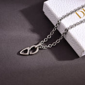 CD 26S CD LOGO CHAIN LINK PENDANT NECKLACE IN SILVER METAL 633196