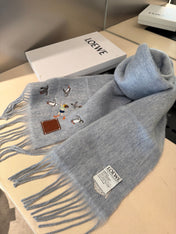 SCARF 185 CM IN LIGHT BLUE MOHAIR AND WOOL 381040
