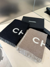 SCARF 200 CM IN BLACK MIX WHITE CASHMERE AND WOOL 401299