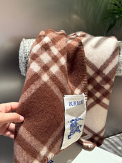 CHECK WOOL SCARF 180 CM CHOCOLATE BROWN 407405