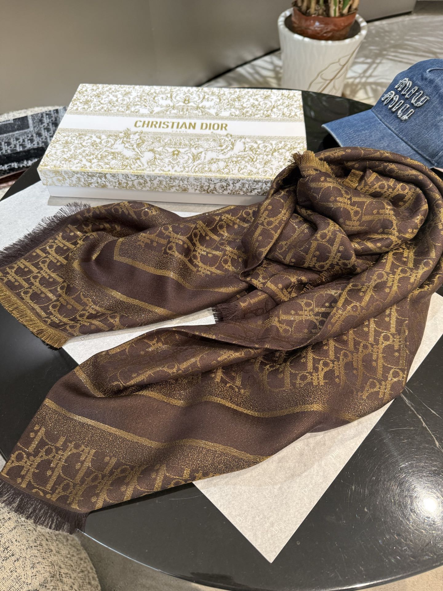 DIOR 26S SCARF 140 IN SILK AND CASHMERE 429181