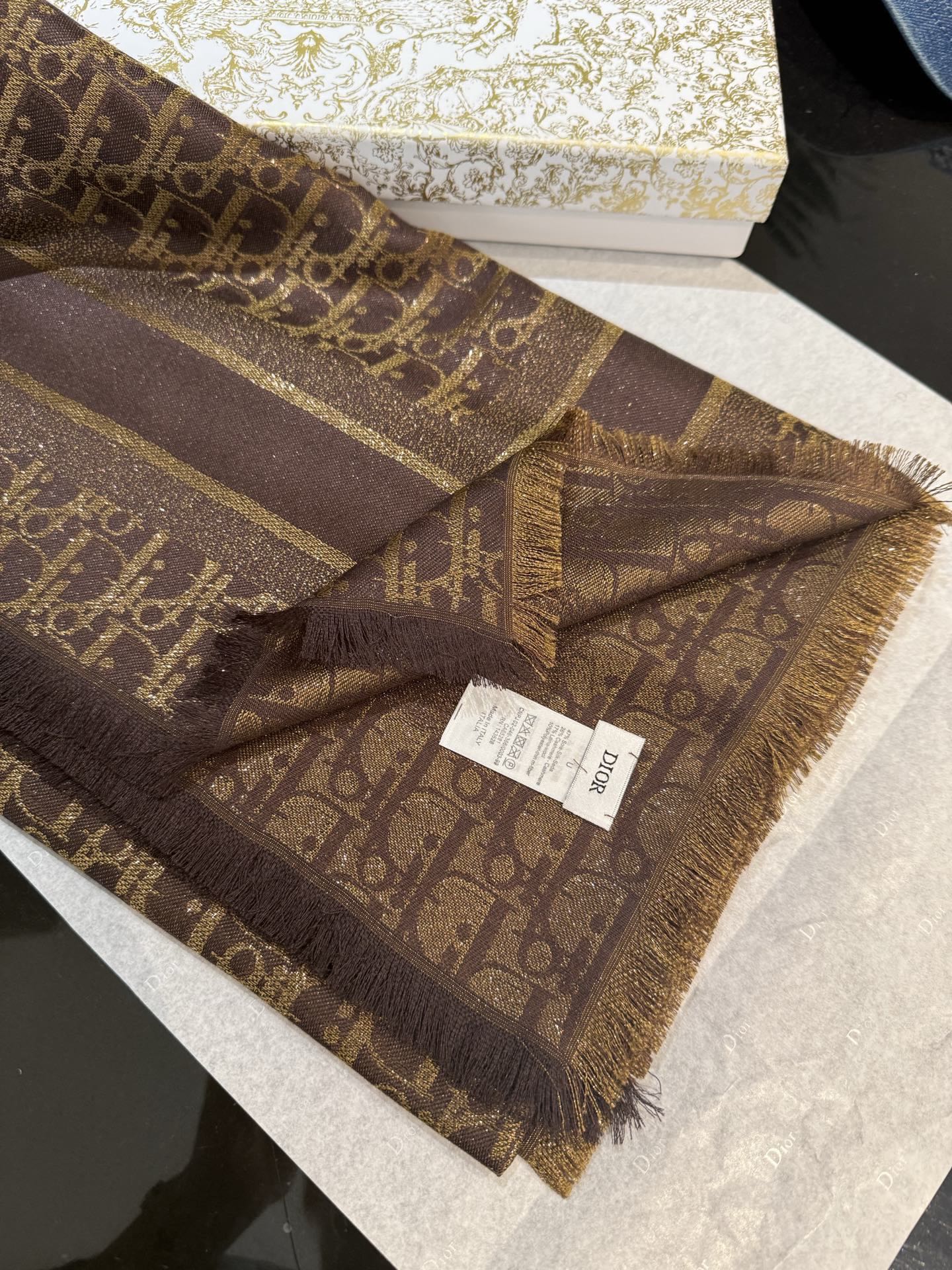 DIOR 26S SCARF 140 IN SILK AND CASHMERE 429181