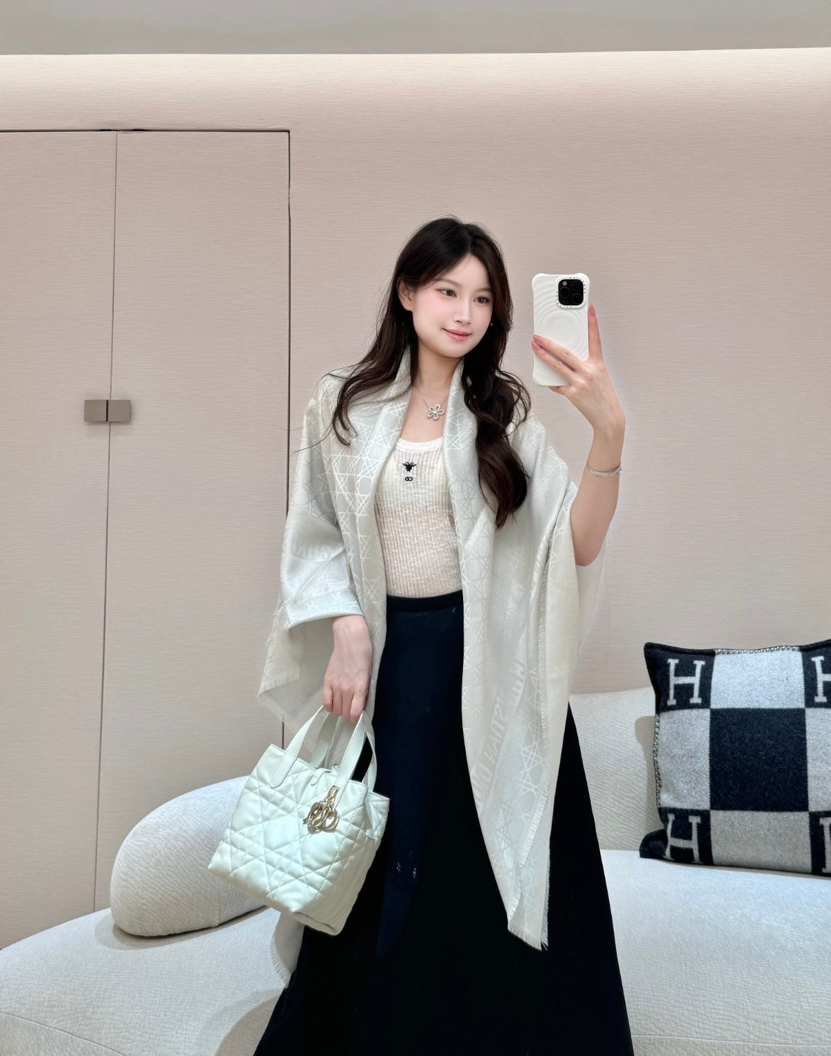 DIOR 26S SCARF 140 IN SILK AND CASHMERE 424268