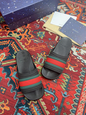 GG WEB SLIDE SANDAL BLACK RUBBER