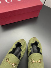 GUCCI 26S LOAFERS IN MOSS GREEN CANVAS