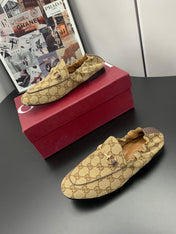 GUCCI 26S LOAFERS IN DARK BEIGE CANVAS