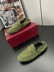GUCCI 26S LOAFERS IN MOSS GREEN CANVAS