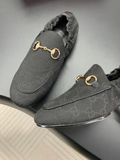 GUCCI 26S LOAFERS IN BLACK CANVAS