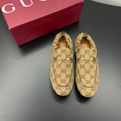 GUCCI 26S LOAFERS IN DARK BEIGE CANVAS