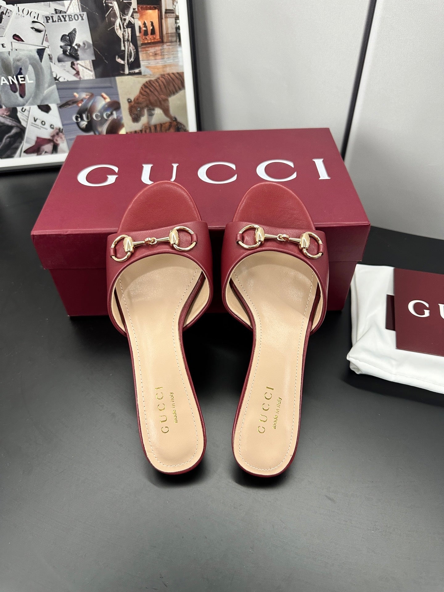 GUCCI 26S HIGH-HEELED SANDALS 50 MM IN RED CALFSKIN