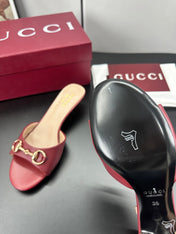 GUCCI 26S HIGH-HEELED SANDALS 50 MM IN RED CALFSKIN