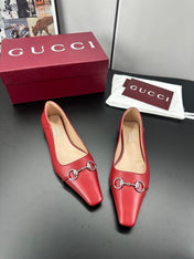 GUCCI 26S VITTORIA BALLERINA SHOES IN RED CALFSKIN