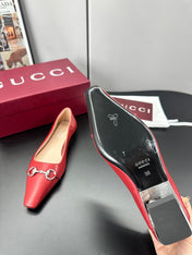 GUCCI 26S VITTORIA BALLERINA SHOES IN RED CALFSKIN