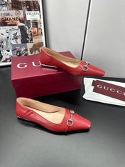 GUCCI 26S VITTORIA BALLERINA SHOES IN RED CALFSKIN