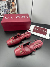 GUCCI 26S SLINGBACK 25 MM IN RED CALFSKIN