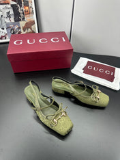 GUCCI 26S SLINGBACK 25 MM IN MOSS GREEN CANVAS
