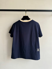 CC Round neck T-shirt Navy Blue Cotton