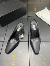 ALAIA 26S WEDGE SLINGBACKS 95 MM IN BLACK CALFSKIN