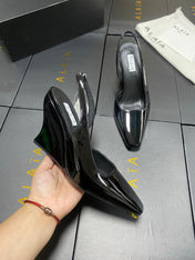 ALAIA 26S WEDGE SLINGBACKS 95 MM IN BLACK PATENT CALFSKIN