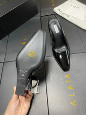 ALAIA 26S WEDGE SLINGBACKS 95 MM IN BLACK PATENT CALFSKIN
