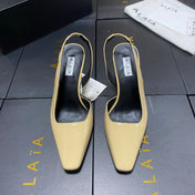 ALAIA 26S WEDGE SLINGBACKS 95 MM IN BEIGE PATENT CALFSKIN