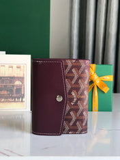 SAINT-GABRIEL WALLET 12 IN WINE RED CALFSKIN AND GOYARDINE CANVAS