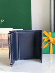 SAINT-GABRIEL WALLET 12 IN NAVY BLUE CALFSKIN AND GOYARDINE CANVAS