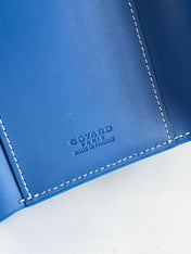 SAINT-GABRIEL WALLET 12 IN SAPPHIRE BLUE CALFSKIN AND GOYARDINE CANVAS