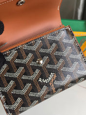 SAINT-GABRIEL WALLET 12 IN TAN CALFSKIN AND BLACK GOYARDINE CANVAS