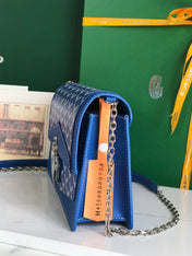 DUCHESSE MARIE-CAROLINE BAG 25 IN SAPPHIRE BLUE GOYARDINE CANVAS AND SMOOTH CALFSKIN