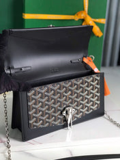 DUCHESSE MARIE-CAROLINE BAG 25 IN BLACK GOYARDINE CANVAS AND SMOOTH CALFSKIN