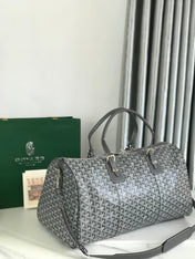 BOSTON 50 BAG IN GRAY GOYARDINE CANVAS AND CALFSKIN TRIM