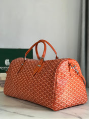 BOSTON 50 BAG IN ORANGE GOYARDINE CANVAS AND CALFSKIN TRIM