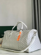 BOSTON 50 BAG IN WHITE GOYARDINE CANVAS AND CALFSKIN TRIM