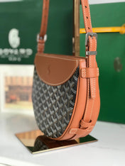 HIRONDELLE BAG 25 IN TAN LAMBSKIN AND BLACK GOYARDINE CANVAS