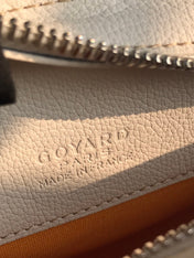 HIRONDELLE BAG 25 IN WHITE LAMBSKIN AND GOYARDINE CANVAS