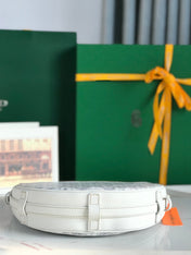 HIRONDELLE BAG 25 IN WHITE LAMBSKIN AND GOYARDINE CANVAS