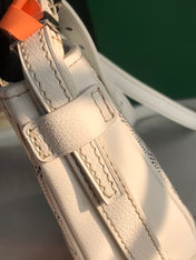 HIRONDELLE BAG 25 IN WHITE LAMBSKIN AND GOYARDINE CANVAS