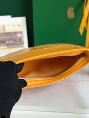 HIRONDELLE BAG 25 IN YELLOW LAMBSKIN AND GOYARDINE CANVAS