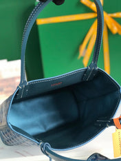 ANJOU MINI BAG 20 IN NAVY BLUE  CALFSKIN AND GOYARDINE CANVAS