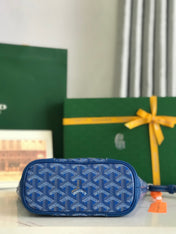 GOYA 26S BELUGA MINI BAG 23MM IN BLUE GOYARDINE CANVAS AND CALFSKIN